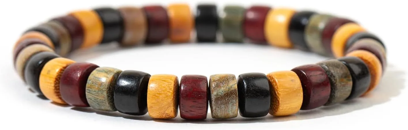 Friendship Bracelets Wooden Beaded Bracelet Bangle for Men and Women Elastic