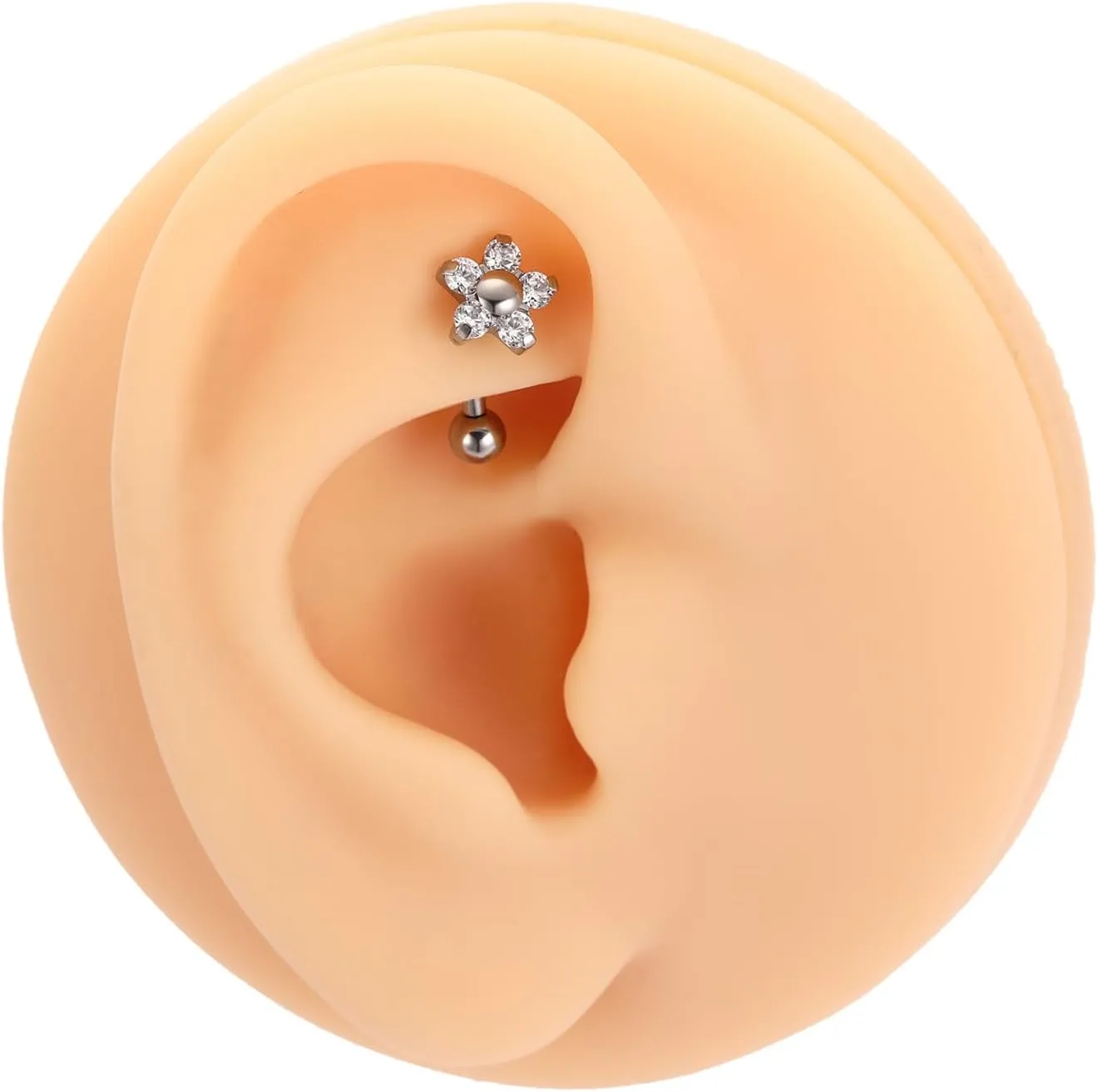FUNLMO 2pcs Rook Daith Eyebrow Piercing Jewelry G23 Titanium Vertical Labret Lip Jewelry Rook Earring Small Belly Button Ring Curved Barbell Cartilage Earring 16G 8mm