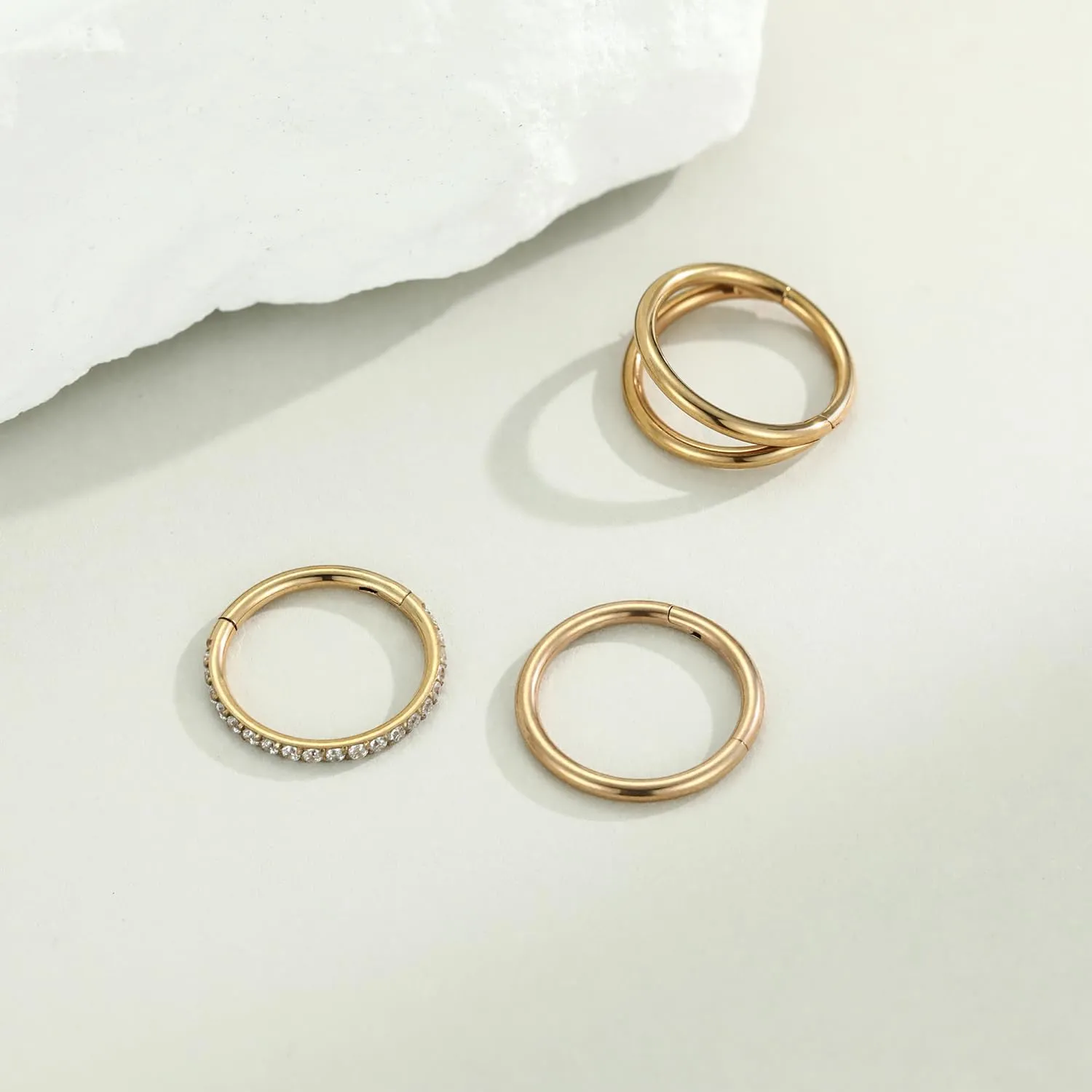 FUNLMO 3Pcs Nose Rings Double Hoop Nose Ring Conch Daith Tragus Helix Rook Piercing Jewelry Surgical Steel Cartilage Earring Conch Hoop Earring Septum Jewelry Lip Ring