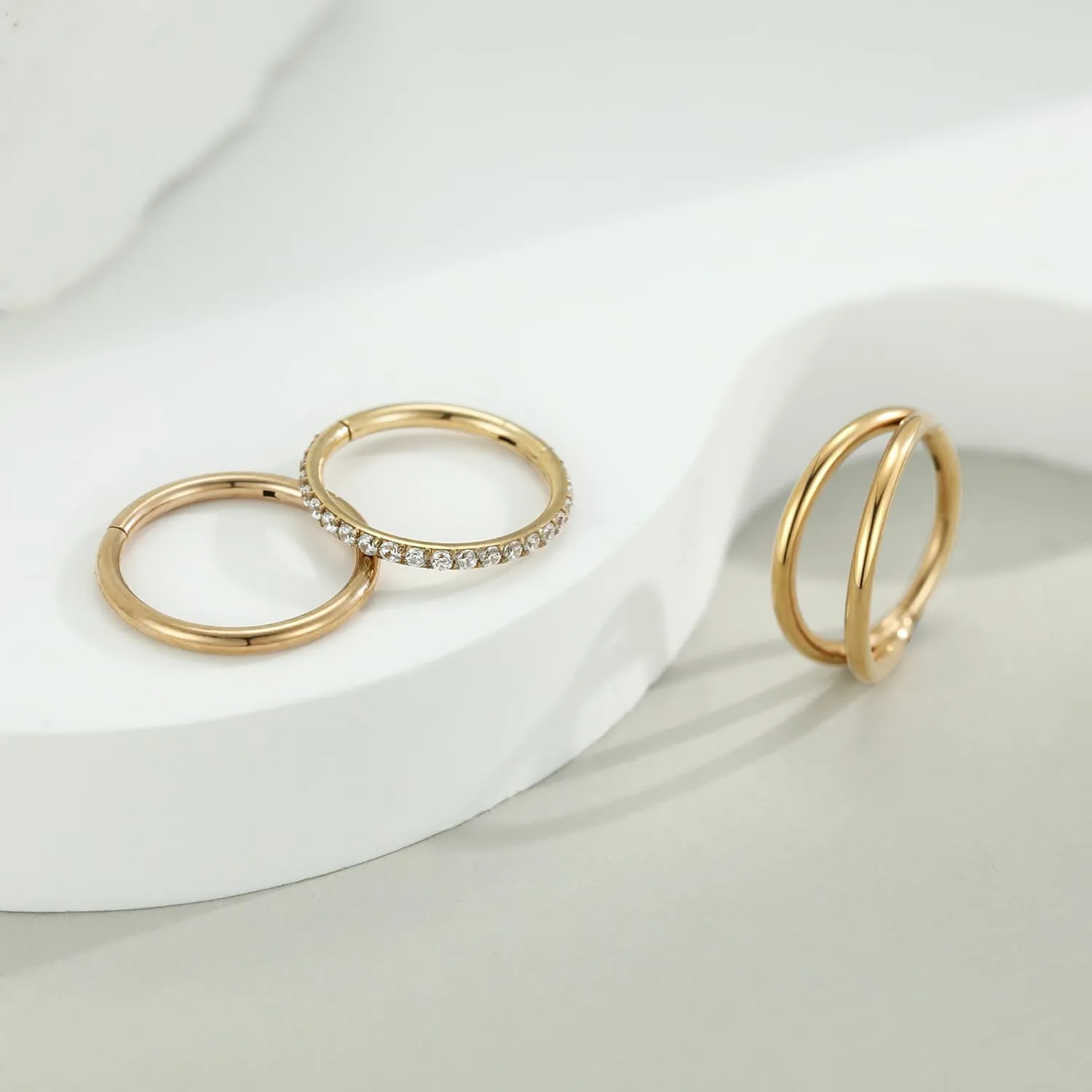 FUNLMO 3Pcs Nose Rings Double Hoop Nose Ring Conch Daith Tragus Helix Rook Piercing Jewelry Surgical Steel Cartilage Earring Conch Hoop Earring Septum Jewelry Lip Ring