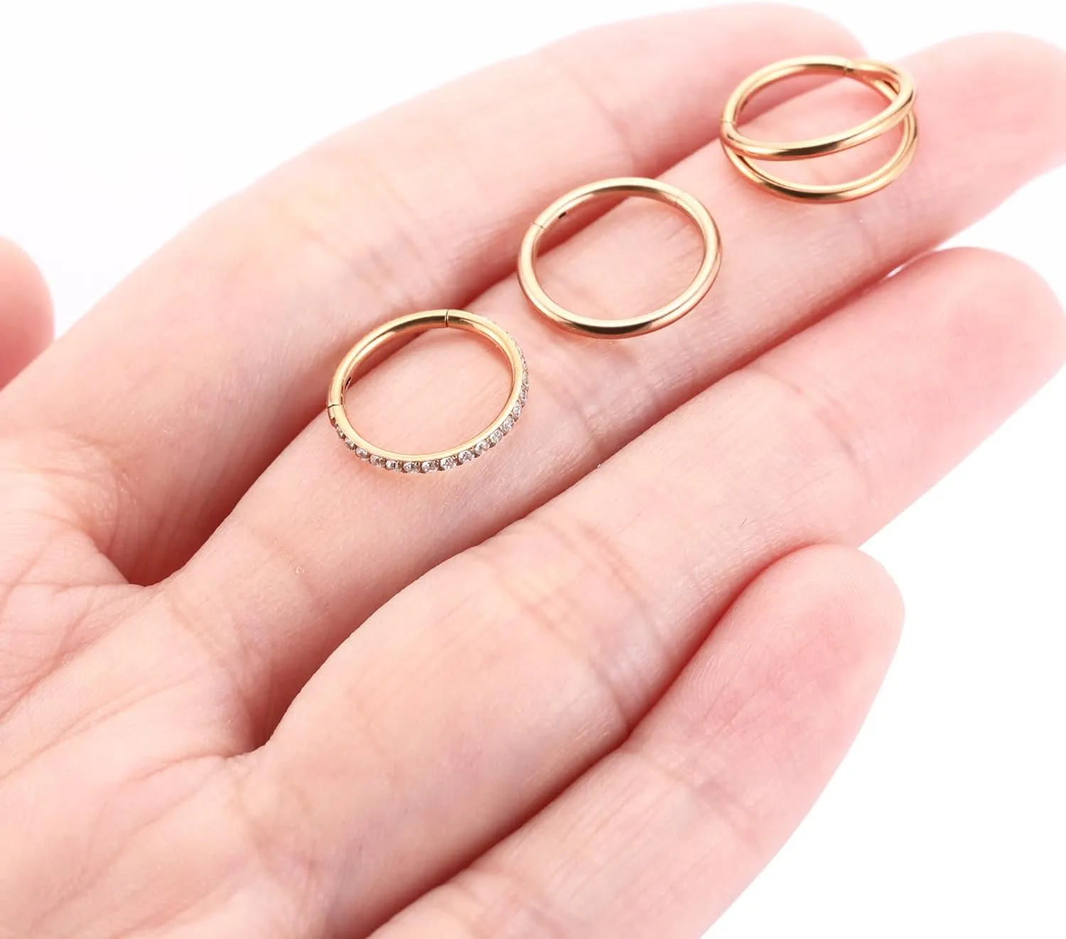 FUNLMO 3Pcs Nose Rings Double Hoop Nose Ring Conch Daith Tragus Helix Rook Piercing Jewelry Surgical Steel Cartilage Earring Conch Hoop Earring Septum Jewelry Lip Ring