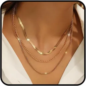 Gangel Gold Chain Necklace Layered Plated Necklaces Dainty Link Necklace Trendy Simple Jewelry Necklace Choker for Women