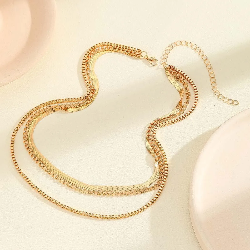 Gangel Gold Chain Necklace Layered Plated Necklaces Dainty Link Necklace Trendy Simple Jewelry Necklace Choker for Women