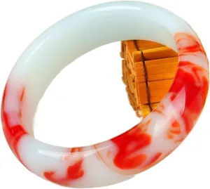 Genuine Natural Color Jade Bangle Red White Bracelet Charm Jewellery Fashion Accessories Carved Amulet Gifts for Women Her Men (Gem Color : 56-58mm)