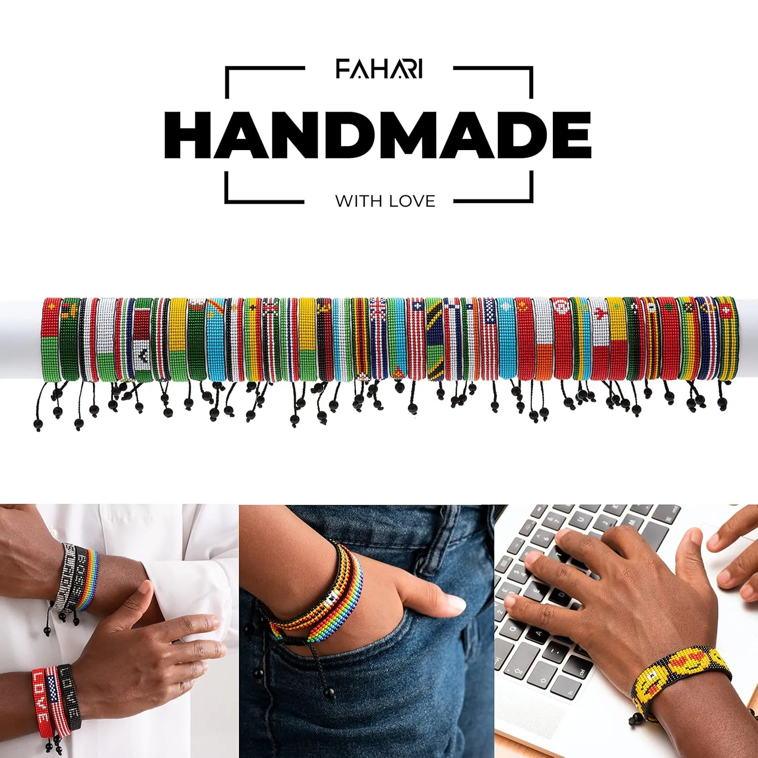Ghana Flag Bracelet: Handmade Bracelet,Adjustable Beaded Boho-Style Rope Bangle with Patriotic Design