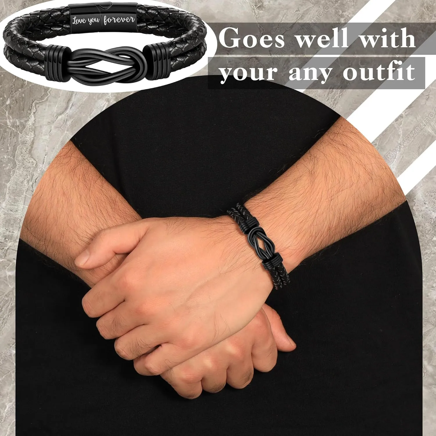Gifts for Men Leather Bracelet Brown Braided Forever I Love You Gifts for Him Infinity Cuff Bracelets Birthday Gifts for Boyfriend Son Grandson Husband Dad Mens Fathers Day Gift