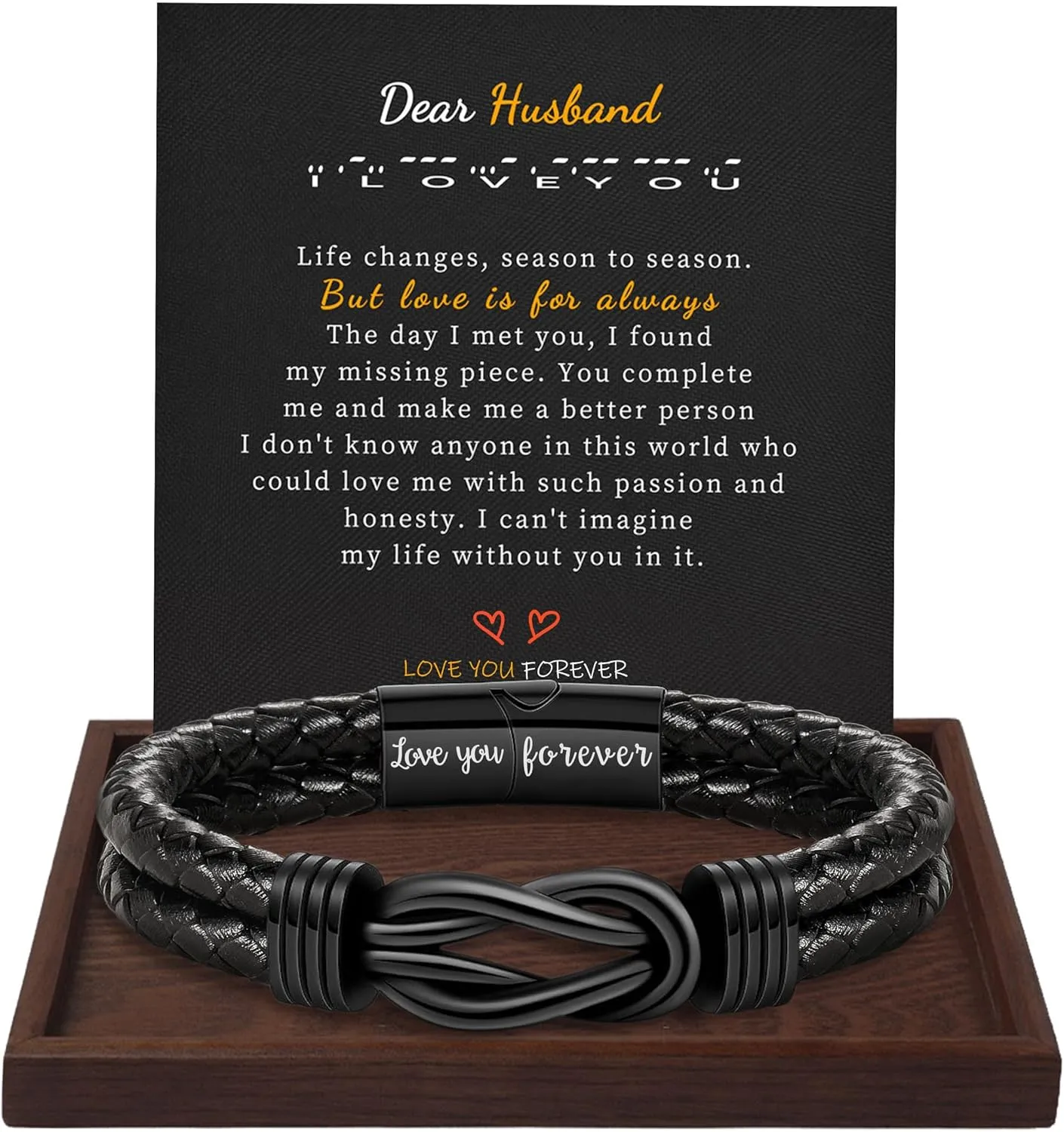 Gifts for Men Leather Bracelet Brown Braided Forever I Love You Gifts for Him Infinity Cuff Bracelets Birthday Gifts for Boyfriend Son Grandson Husband Dad Mens Fathers Day Gift