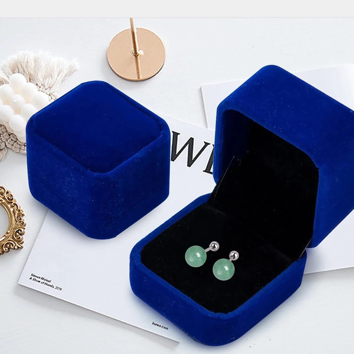 GLLBTPT Screw Back Sterling Silver Jade Earrings Studs 8MM,Genuine Natural Diamond Stud Earrings for Men Women Birthday Anniversar (thread, 6mm)