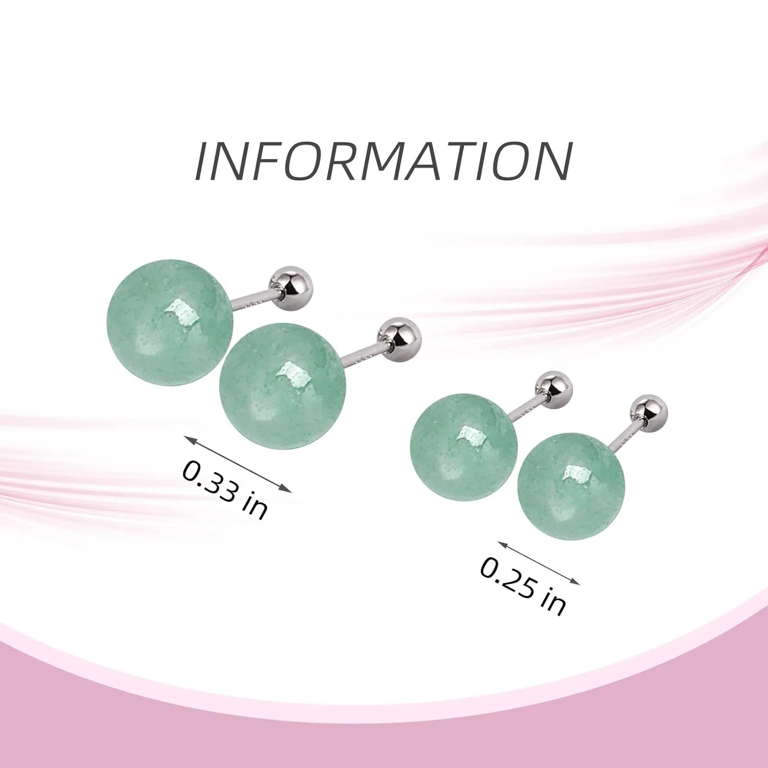 GLLBTPT Screw Back Sterling Silver Jade Earrings Studs 8MM,Genuine Natural Diamond Stud Earrings for Men Women Birthday Anniversar (thread, 6mm)