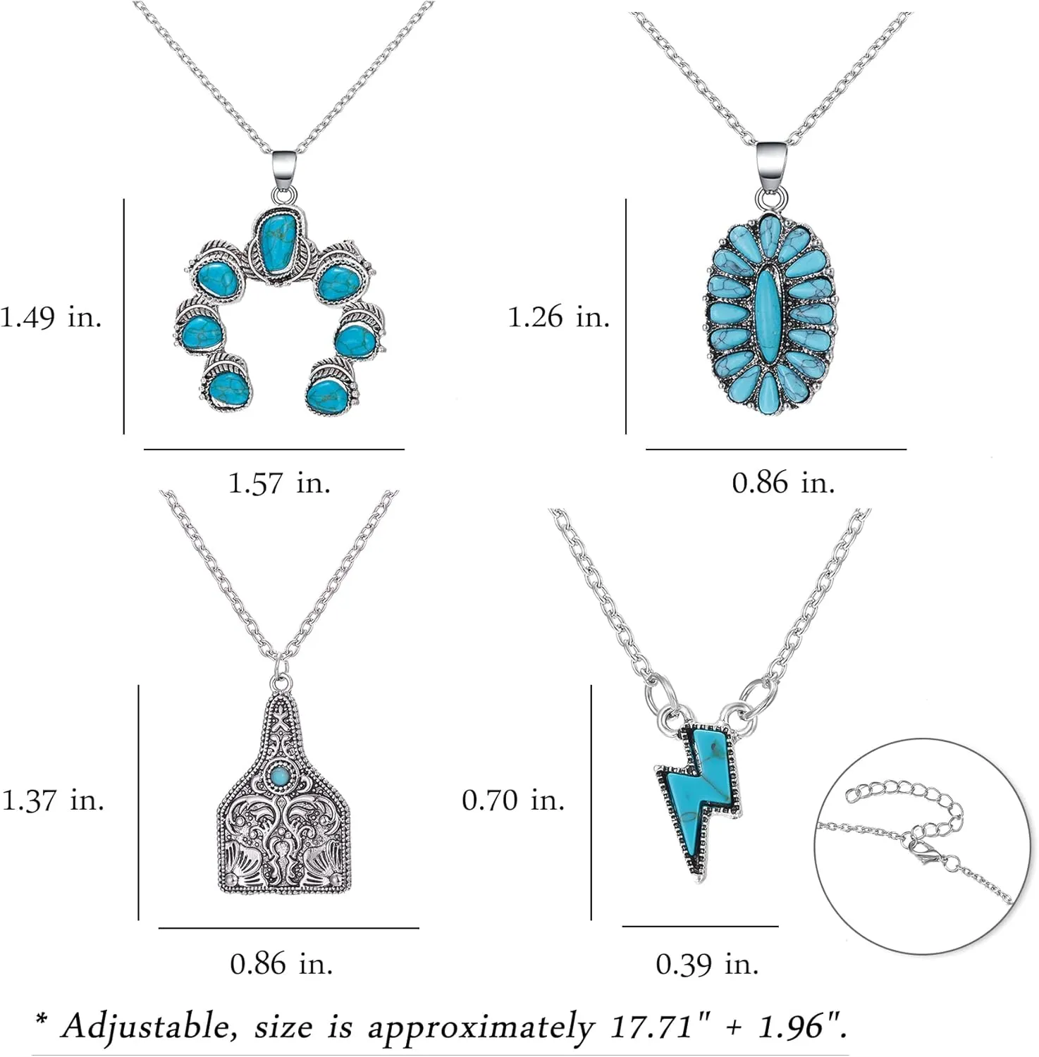 Gmai Western Necklaces for Women Western Necklace Set Bohemian Turquoise Hippie Accessories Ligtning Pendant Necklace Set Jewelry for Women