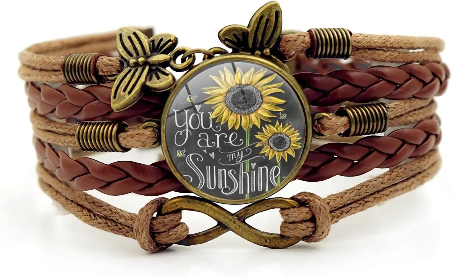 Gmamasim Home Sunflower Gifts Sunflower Leather Bracelet Mother's Day Gifts for Women Mom Boho Bracelets for Teen Wife Daughter Mom Birthday Friendship Bracelets Gifts for Her