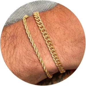 Gold Bracelets for Men, 14K Gold Mens Bracelet Layered Gold Cuban Chain Bracelets Set 3mm/5mm 6.5-9 Inches Mens Bracelet Mens Jewelry Gifts for Dad Husband