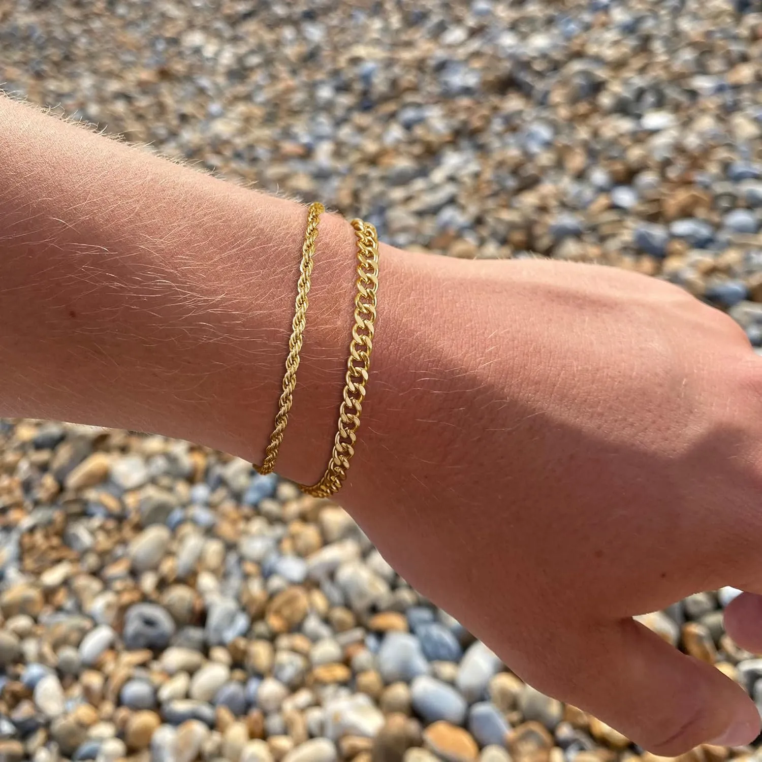 Gold Bracelets for Men, 14K Gold Mens Bracelet Layered Gold Cuban Chain Bracelets Set 3mm/5mm 6.5-9 Inches Mens Bracelet Mens Jewelry Gifts for Dad Husband