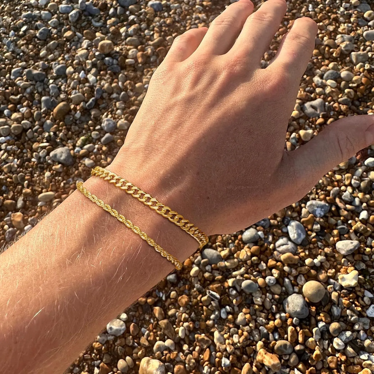 Gold Bracelets for Men, 14K Gold Mens Bracelet Layered Gold Cuban Chain Bracelets Set 3mm/5mm 6.5-9 Inches Mens Bracelet Mens Jewelry Gifts for Dad Husband