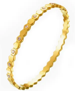 Gold Bracelets for Women Friendship Love Bangle Bracelets Cubic Zirconia Stainless Steel Honeycomb Bracelet Jewelry Valentines Birthday Christmas Gifts for Women Stocking Stuffers