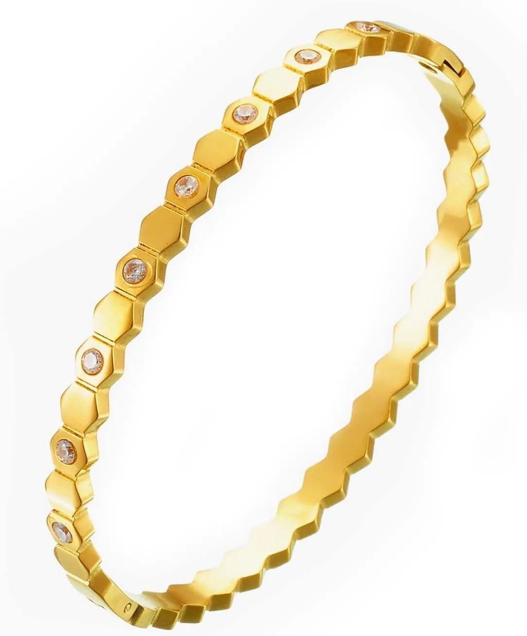 Gold Bracelets for Women Friendship Love Bangle Bracelets Cubic Zirconia Stainless Steel Honeycomb Bracelet Jewelry Valentines Birthday Christmas Gifts for Women Stocking Stuffers