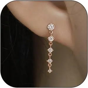 Gold Dangle Earrings for Women Trendy Silver Hoop Earrings 14k Gold Plated Small Hoop Earrings for Women Lightweight CZ Drop Earrings Dainty Gold Jewelry for Women