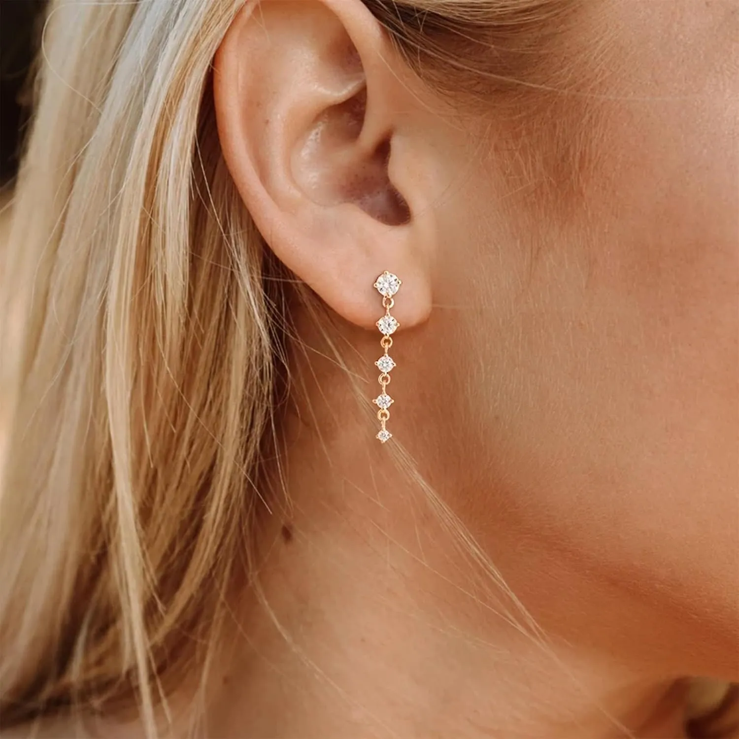 Gold Dangle Earrings for Women Trendy Silver Hoop Earrings 14k Gold Plated Small Hoop Earrings for Women Lightweight CZ Drop Earrings Dainty Gold Jewelry for Women