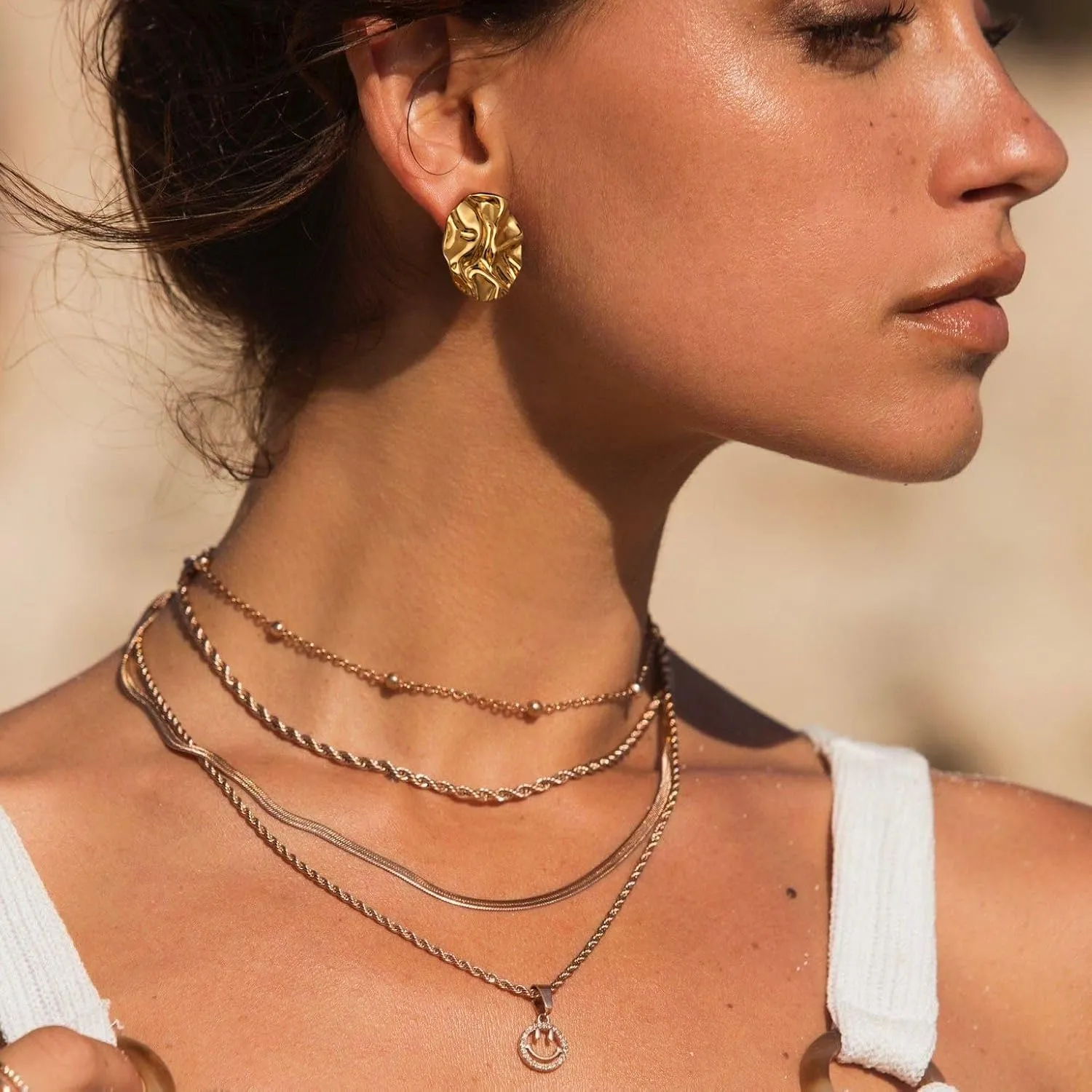 Gold Earrings for Women Trendy, Chunky Gold Statement Earrings 14K/18K Gold Plated Bow Drop Earrings for Women Thick Gold Heart Stud Earrings Square Gold Dangle Earrings Summer Beach Jewelry