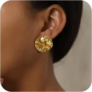 Gold Earrings for Women Trendy, Chunky Gold Statement Earrings 14K/18K Gold Plated Bow Drop Earrings for Women Thick Gold Heart Stud Earrings Square Gold Dangle Earrings Summer Beach Jewelry