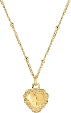 Gold Heart Necklace, Gold Cross Necklace, 14K Gold Plated Necklace, Layered Necklace, Gold Pendant Necklace, Gold Necklaces for Women