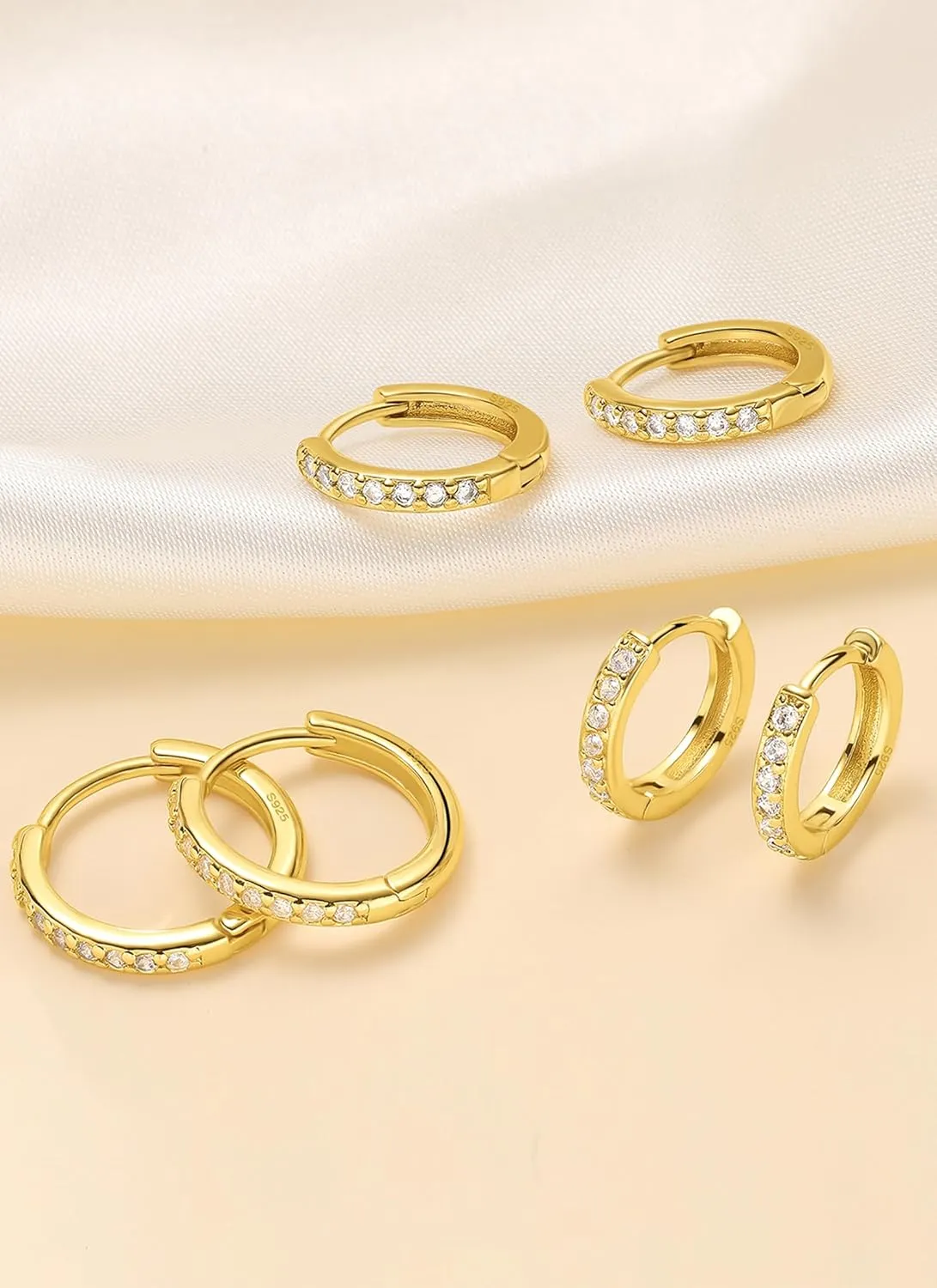 Gold Hoop Earrings for Women 925 Sterling Silver EarringsCartilage Endless Small Hoop Earrings Set 14K Gold Plated Huggie Earrings for Women Men Jewelry Gifts