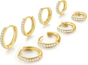 Gold Hoop Earrings for Women 925 Sterling Silver EarringsCartilage Endless Small Hoop Earrings Set 14K Gold Plated Huggie Earrings for Women Men Jewelry Gifts