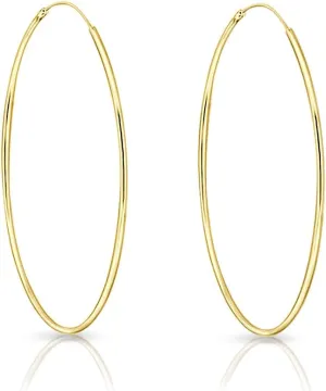 Gold Hoop Earrings for Women - 925 Sterling Silver Hoops 24K Gold Plated Earrings - Large Hoops - Tiny Hoop Earring - Hypoallergenic Ear Piercing - Cartilage Ring - Nose Ring - Sizes 8 mm to 80 mm