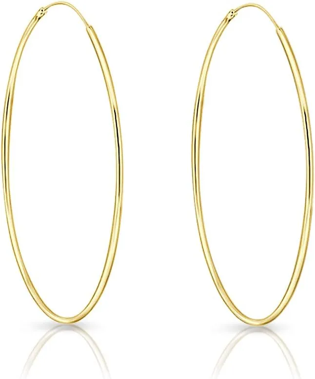 Gold Hoop Earrings for Women - 925 Sterling Silver Hoops 24K Gold Plated Earrings - Large Hoops - Tiny Hoop Earring - Hypoallergenic Ear Piercing - Cartilage Ring - Nose Ring - Sizes 8 mm to 80 mm