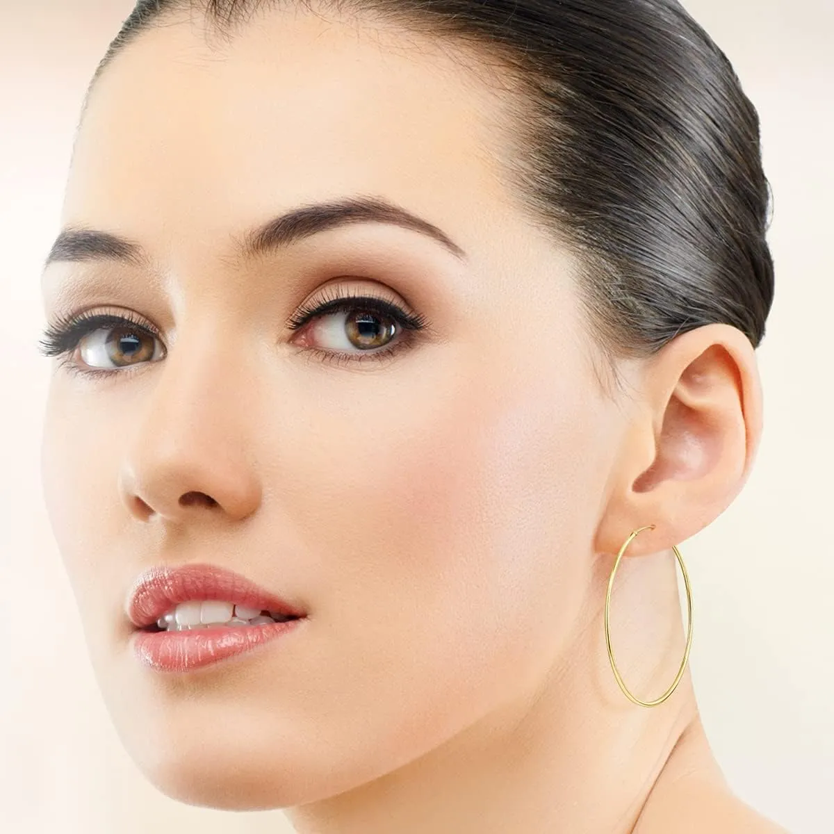 Gold Hoop Earrings for Women - 925 Sterling Silver Hoops 24K Gold Plated Earrings - Large Hoops - Tiny Hoop Earring - Hypoallergenic Ear Piercing - Cartilage Ring - Nose Ring - Sizes 8 mm to 80 mm