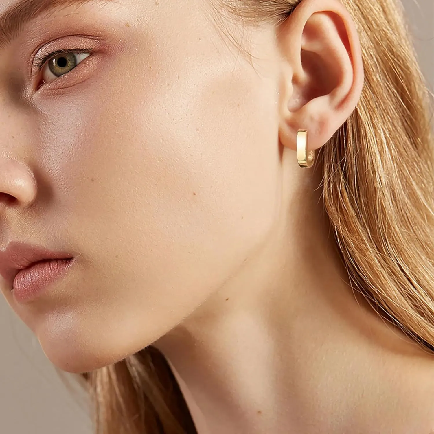 Gold Hoop Earrings Set 14k Gold Plated Huggie Earrings Hypoallergenic Chunky Twisted Thick Jewelry for Multiple Piercing Christmas Gift for Women