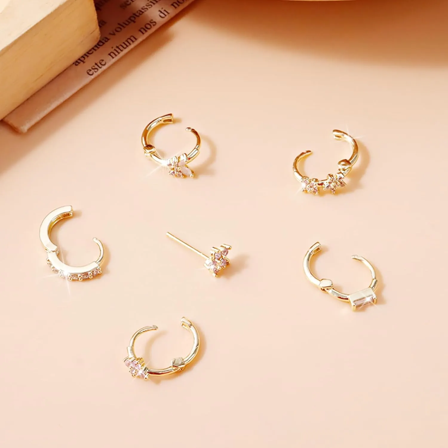 Gold Huggie Earrings for Women Trendy Dainty Earring Stacks 14K Gold Hoop Earrings Hypoallergenic Earring Sets for Multiple Piercing Flat Back Stud Huggie Cartilage Earrings Jewelry Gifts