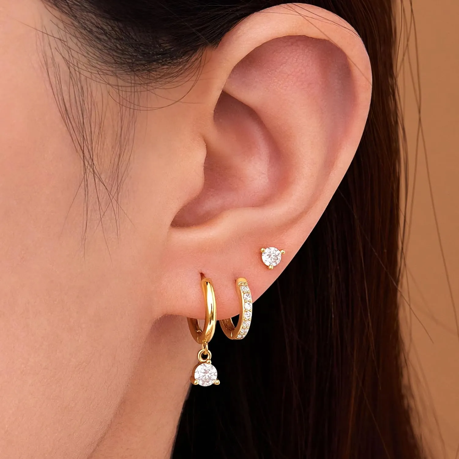 Gold Huggie Hoop Earrings Set for Women, Dainty Small Stud Earrings for Women Trendy, Small Sterling Silver Jewelry Earring for Multiple Piercing Hypoallergenic Dangle Hoop Earrings