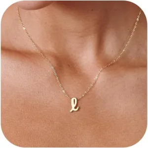 Gold Necklace for Women - 18K Gold Filled Initial Necklace Dainty Gold Initial Necklace Tiny A - Z Pendant Necklace Cute Initial Letter Necklace Gold Jewelry Necklace for Women