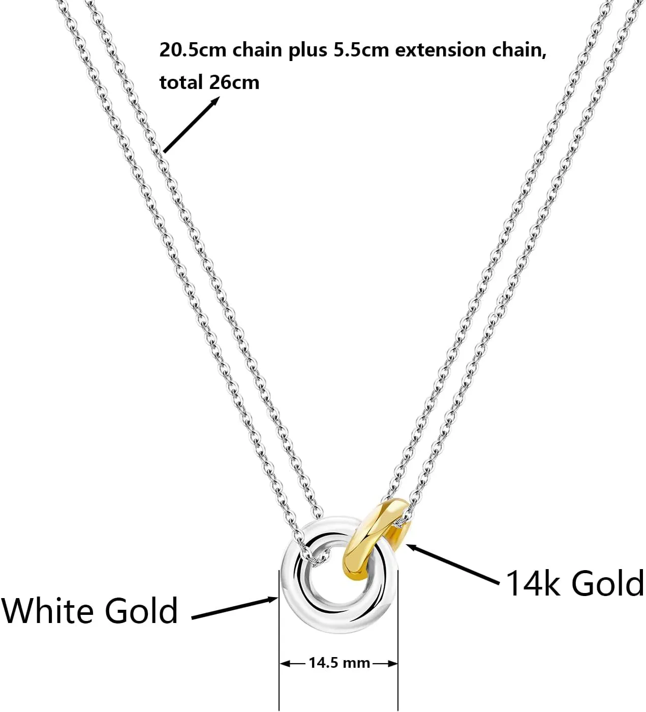 Gold Necklaces for Women Trendy, 14k Gold Plated Interlocking Circle Necklace, Dainty Chain Choker Necklace for Women