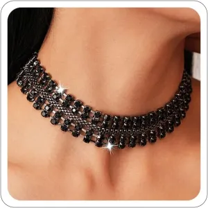 Gold Silver Black Choker Necklace for Women Gold Rhinestone Bowknot Bridesmaid Wedding Prom Gargantillas De Mujer Elegantes Tennis Net Necklace Disco Necklace Christmas Graduation Prom Jewelry Accessories