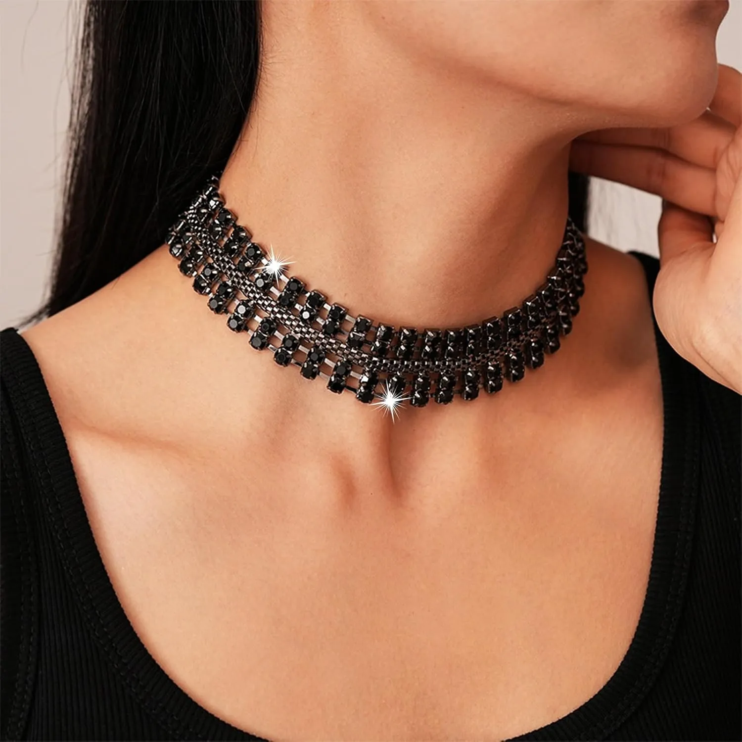 Gold Silver Black Choker Necklace for Women Gold Rhinestone Bowknot Bridesmaid Wedding Prom Gargantillas De Mujer Elegantes Tennis Net Necklace Disco Necklace Christmas Graduation Prom Jewelry Accessories