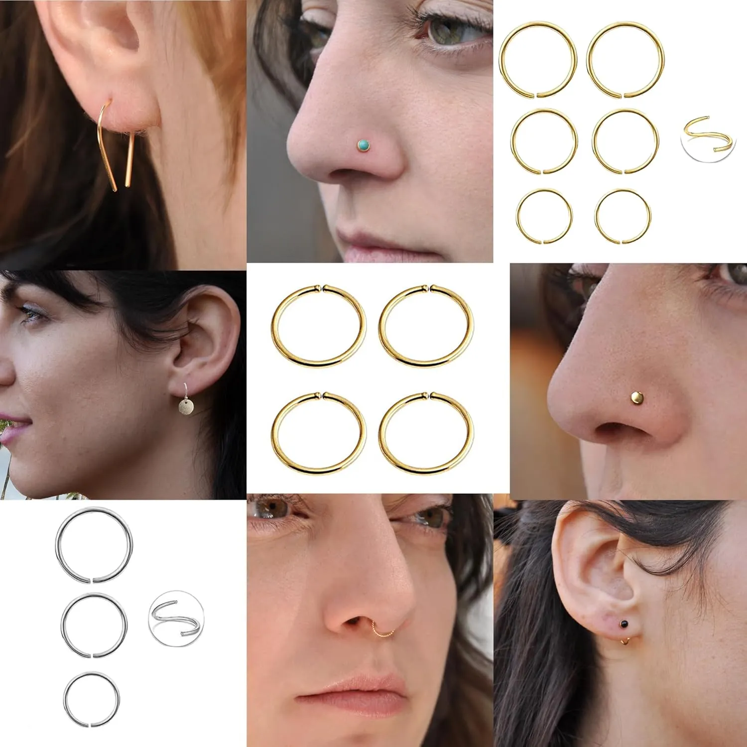 Gold, Sterling Silver Tiny Thin Hoop Earrings for Women Cartilage Nose Septum Helix Tragus Rings Multiple Piercing Jewelry, Hypoallergenic (4.5mm | 24 GA, Sterling Silver 925)