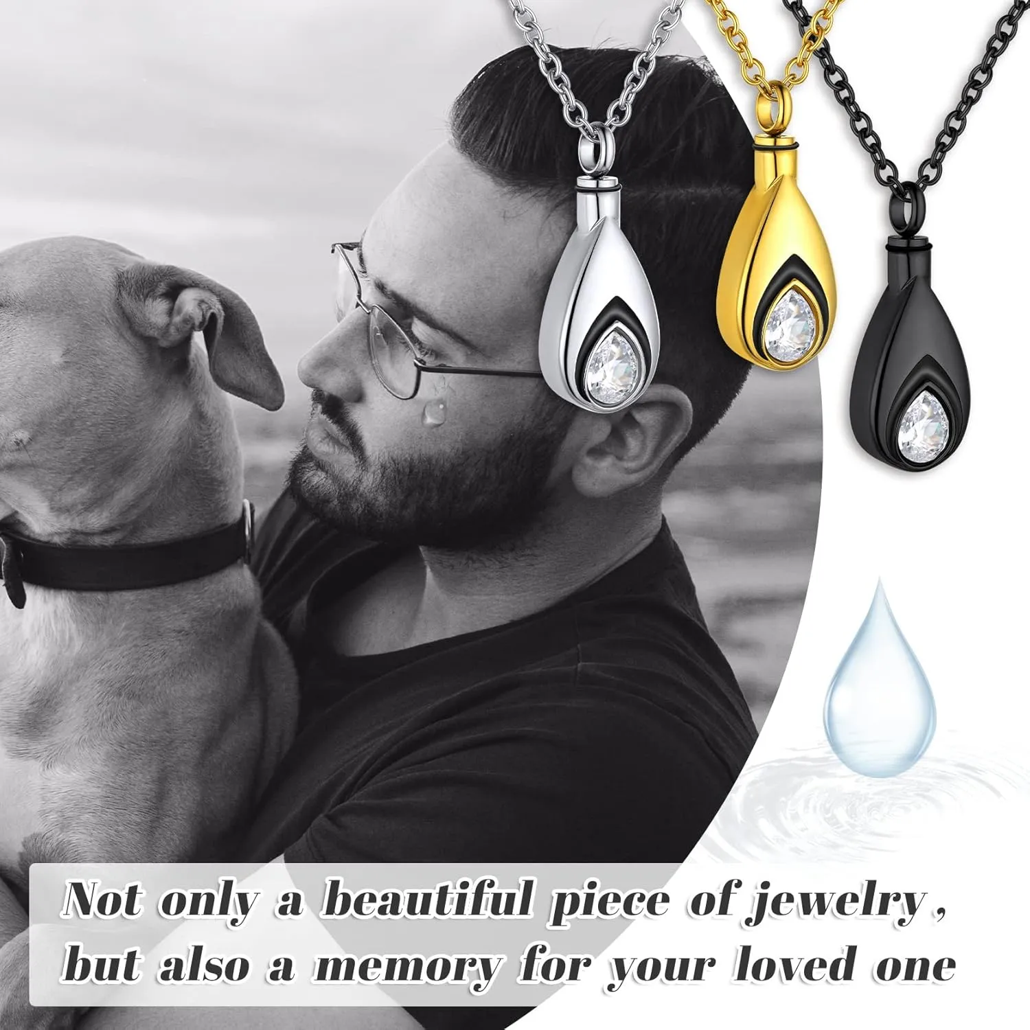 GOLDCHIC JEWELRY Urn Necklace For Ashes with Birthstone For Women, Teardrop Ash Necklaces Memorial Keepsake Jewelry