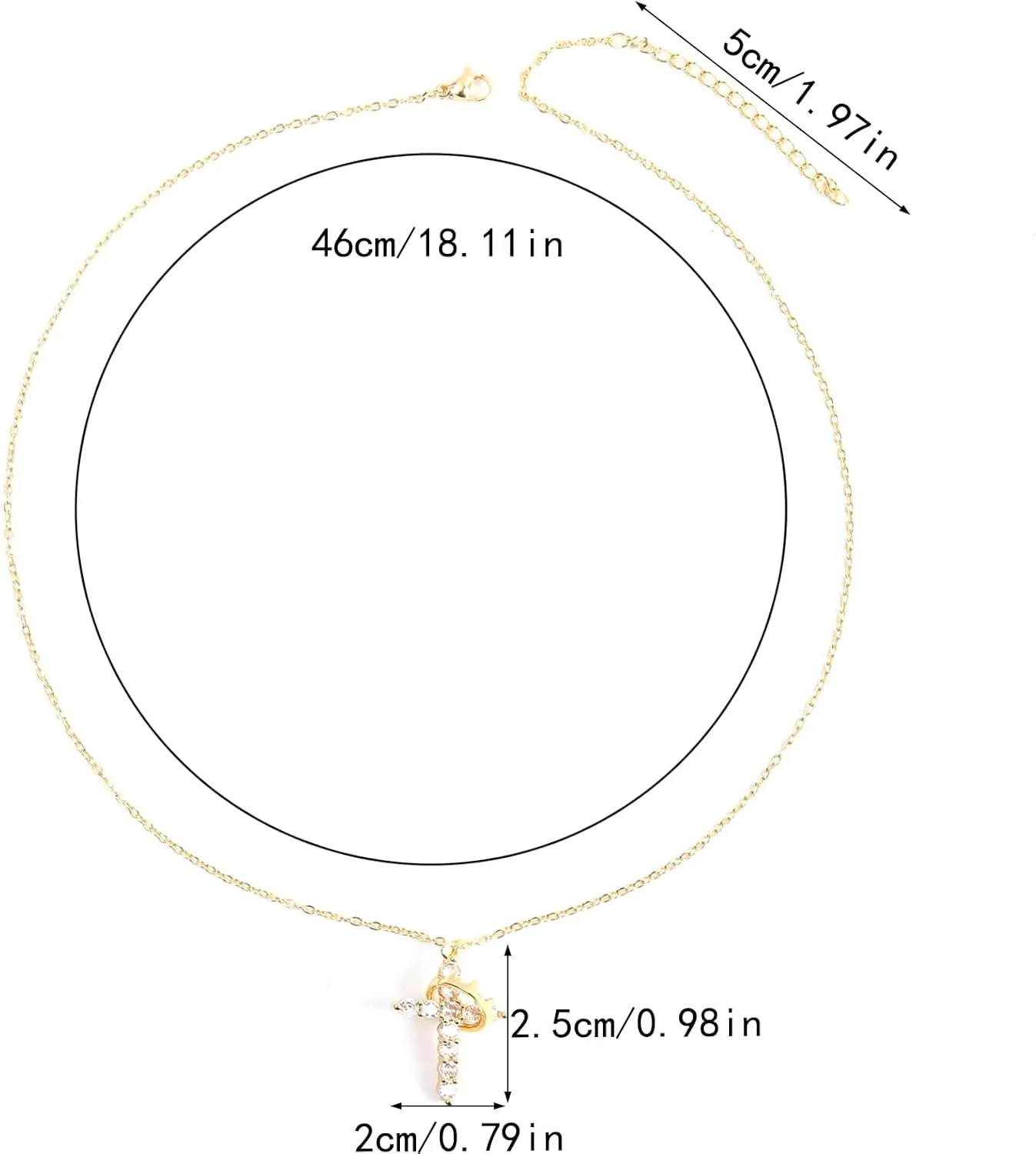 Gold/Silver/Rosegold Plated Cubic Zirconia Cross Necklace for Women,Cross Charm Necklace Waterproof Jewelry for Women