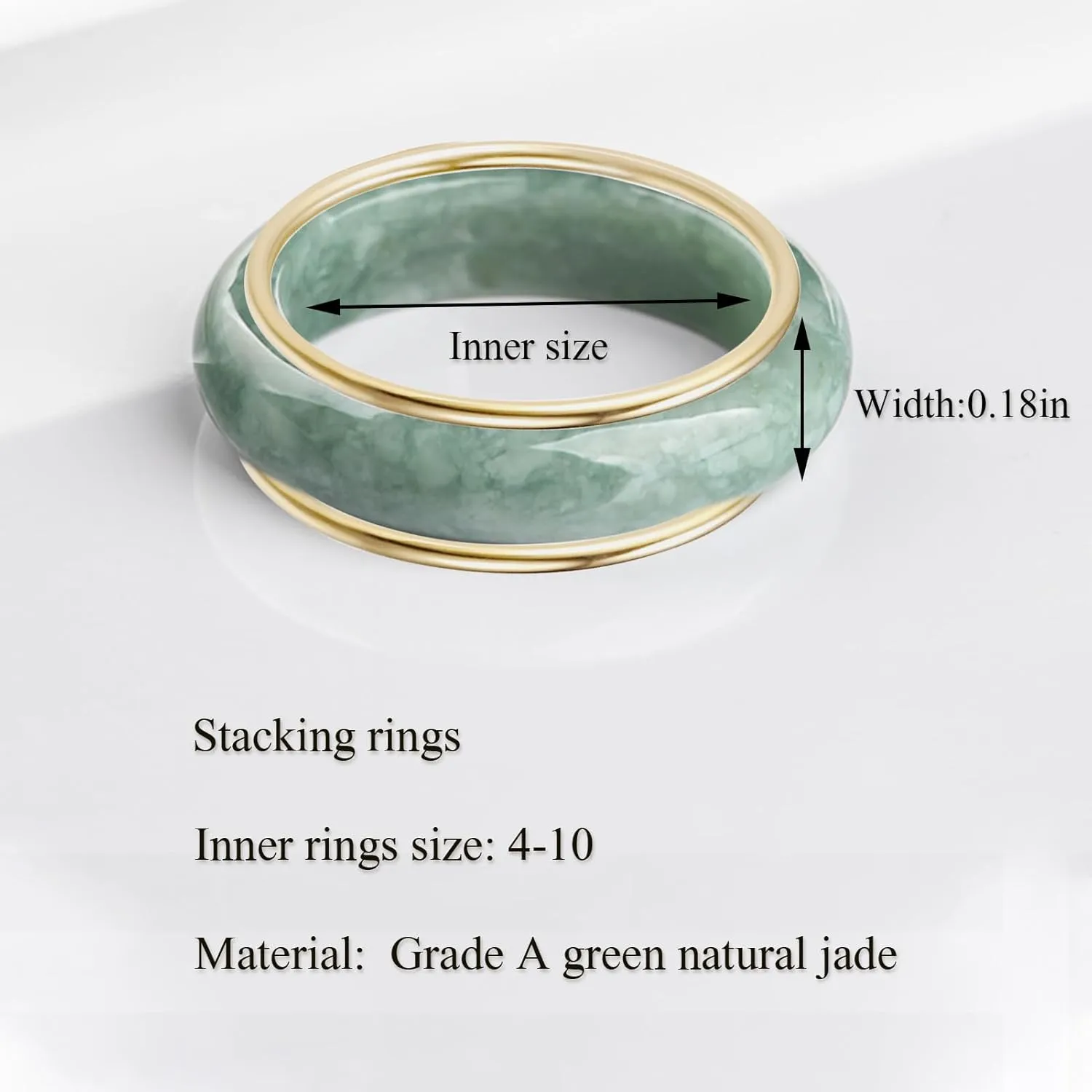 Good Luck Jade Gemstome Wealth AAA Genuine Jadeite Stackable Rings for Women Authentic Healing Plated Gold Real Nature Crystal Jewelry Gifts