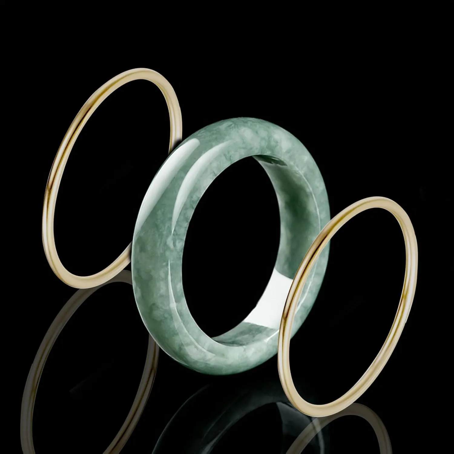 Good Luck Jade Gemstome Wealth AAA Genuine Jadeite Stackable Rings for Women Authentic Healing Plated Gold Real Nature Crystal Jewelry Gifts