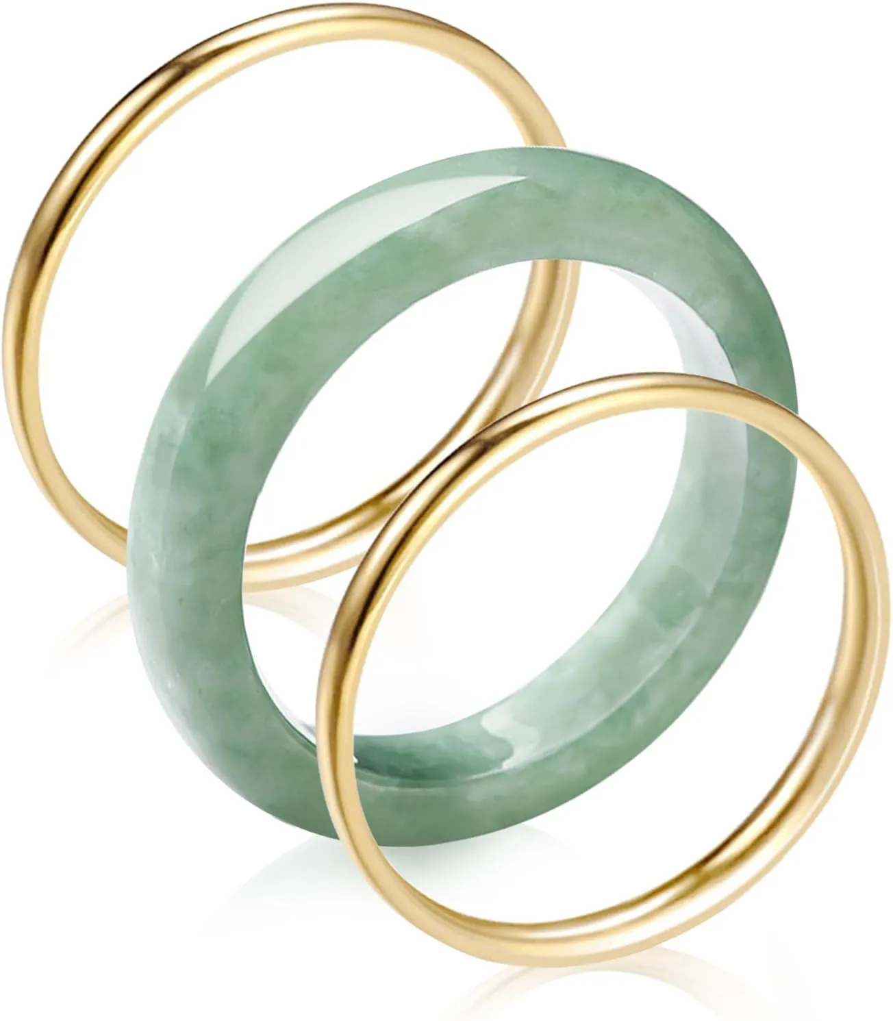 Good Luck Jade Gemstome Wealth AAA Genuine Jadeite Stackable Rings for Women Authentic Healing Plated Gold Real Nature Crystal Jewelry Gifts