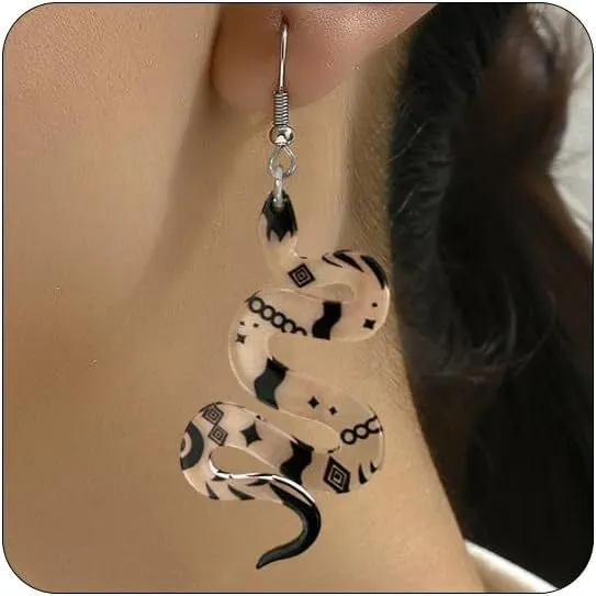 Gothic Acrylic Snake Earrings for Women Punk Retro Rock Snake Drop Earrings Halloween Vintage Animal Style Jewelry