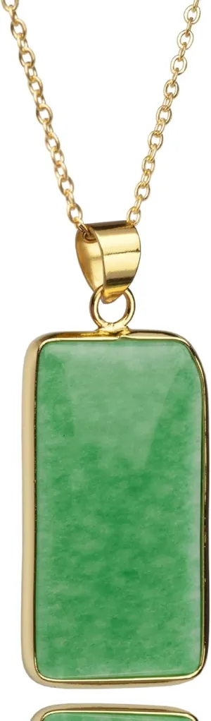 Green Jade Pendant Necklaces for Women & Men, Gold Plated 925 Sterling Silver Jade Good Luck Gift Jewelry