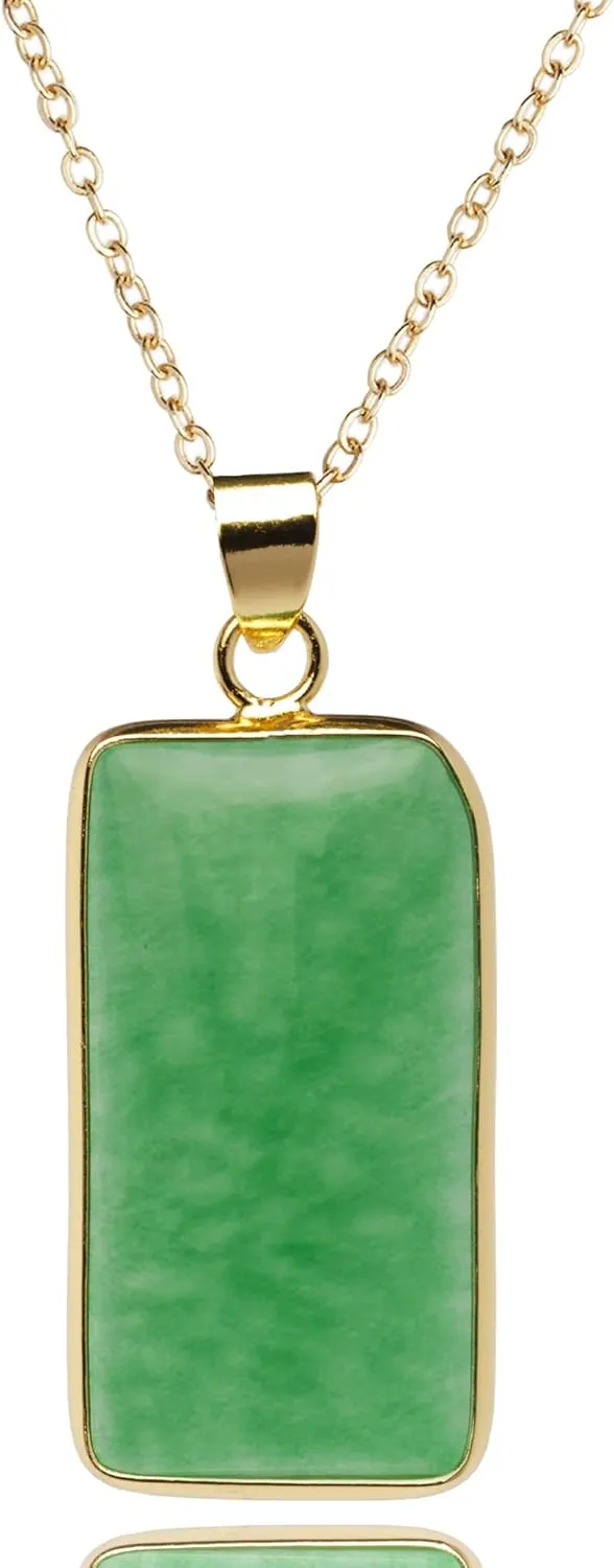 Green Jade Pendant Necklaces for Women & Men, Gold Plated 925 Sterling Silver Jade Good Luck Gift Jewelry