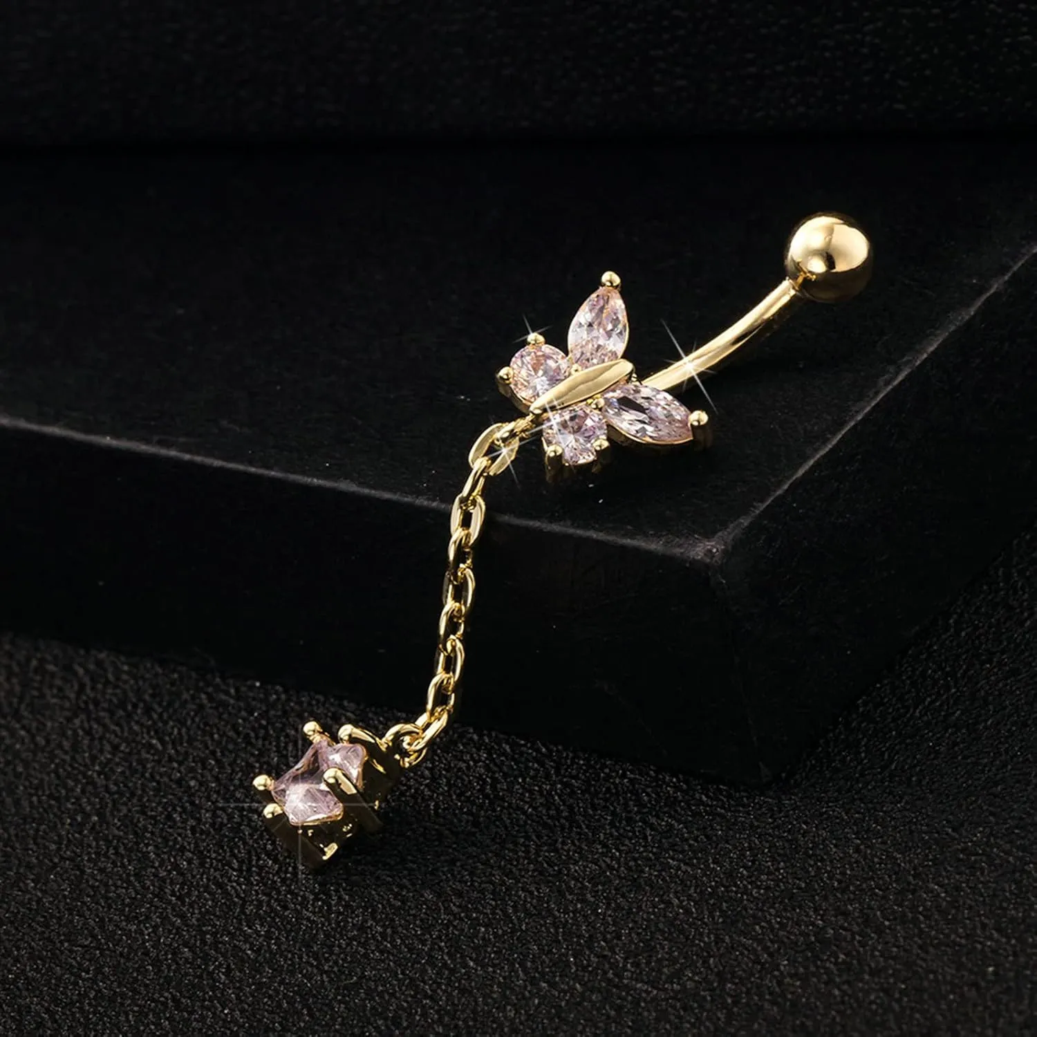 Gualiy Belly Rings Surgical Steel Butterfly Star Cubic Zirconia Belly Rings Jewelry
