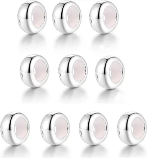 GW Stopper Charms 925 Sterling Silver Round Rondelle Spacer Beads for Charm Bracelets for Women