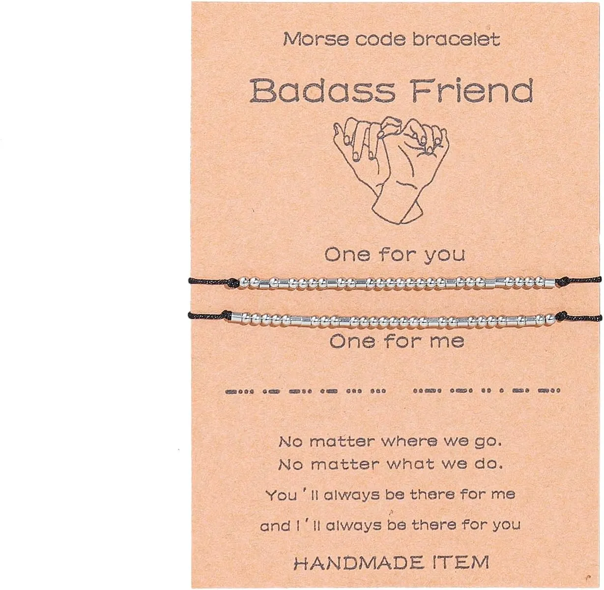 Handmade Adjustable Pinky Promise Matching Morse Code Bracelets Stainless Steel Couple Matching Secret Message Bracelets Mom And Daughter BFF Friendship Family Relationship Inspirational Jewelry