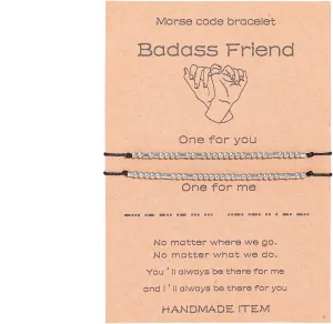 Handmade Adjustable Pinky Promise Matching Morse Code Bracelets Stainless Steel Couple Matching Secret Message Bracelets Mom And Daughter BFF Friendship Family Relationship Inspirational Jewelry